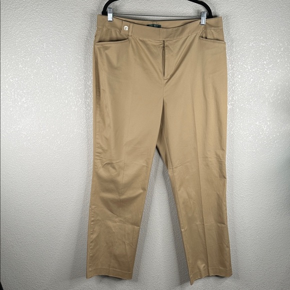 Lauren Ralph Lauren Tan Khaki Classic Quiet Luxury Straight Leg Chino Pants 16W - Picture 2 of 6